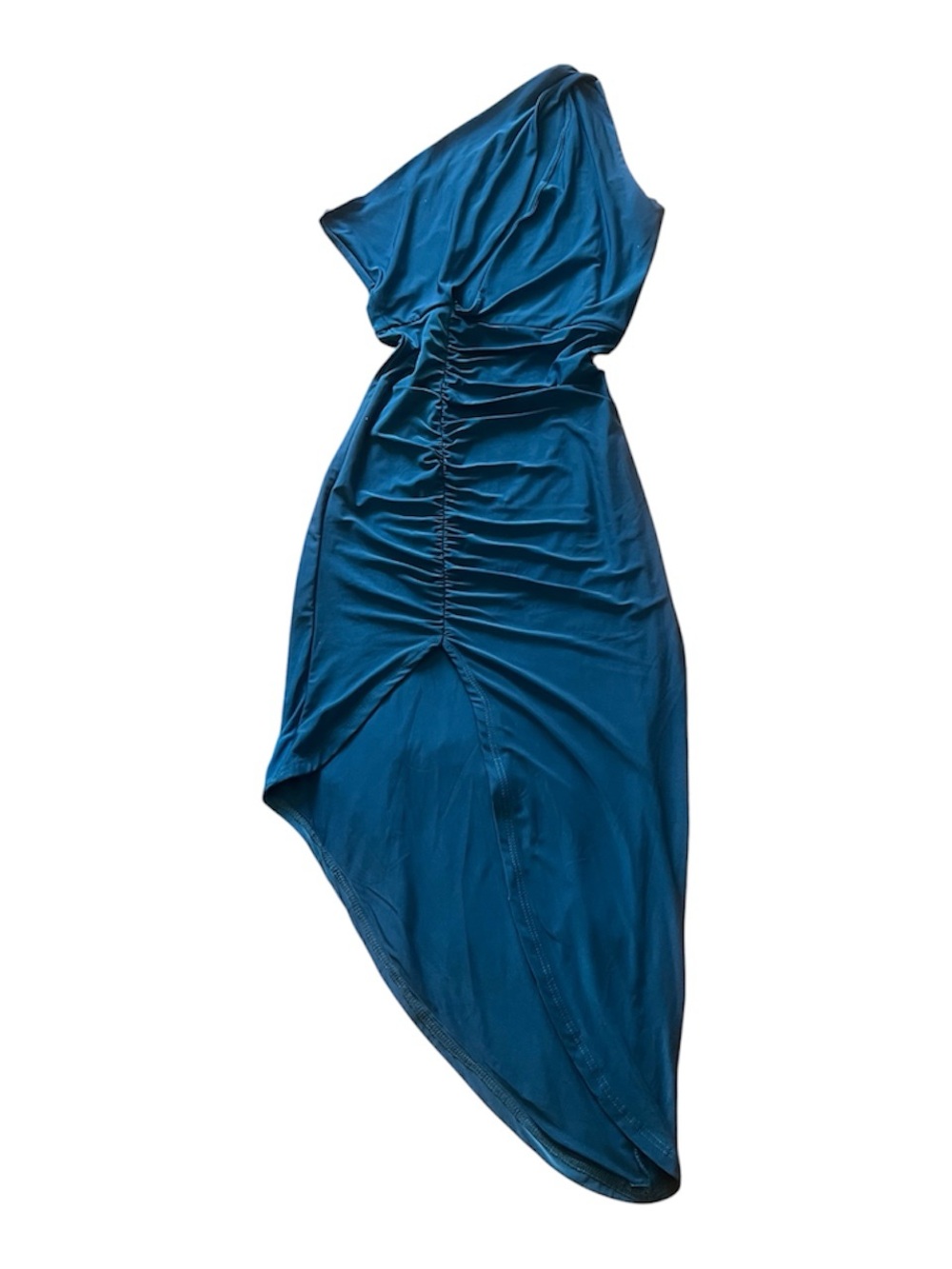 Windsor One-Shoulder Ruched Asymmetric Dress in Teal